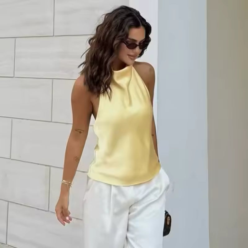 Elegant Drape Halter Top