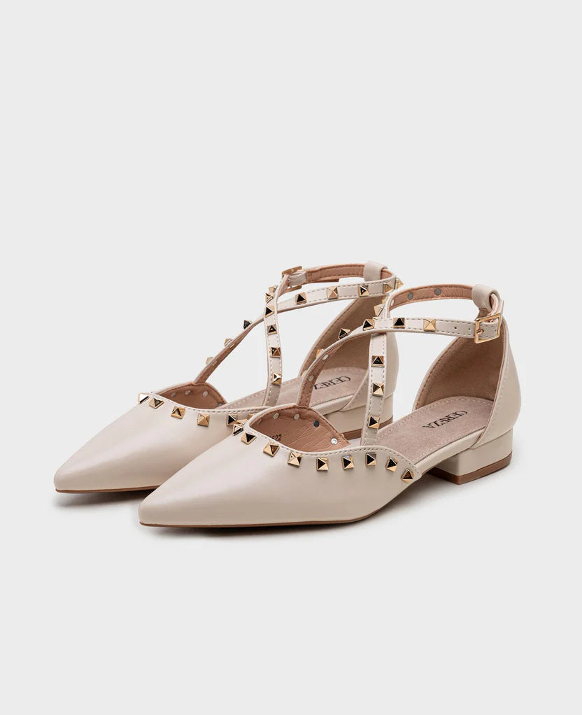 Rock Chic Beige Ballet Flats