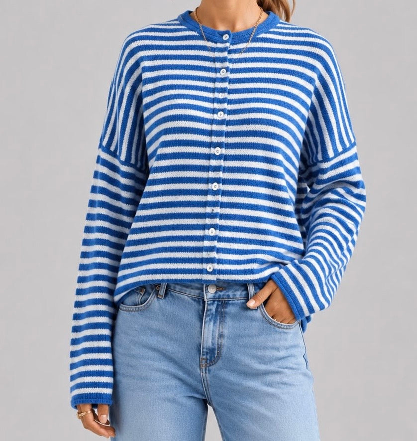 Striped Button Cardigan