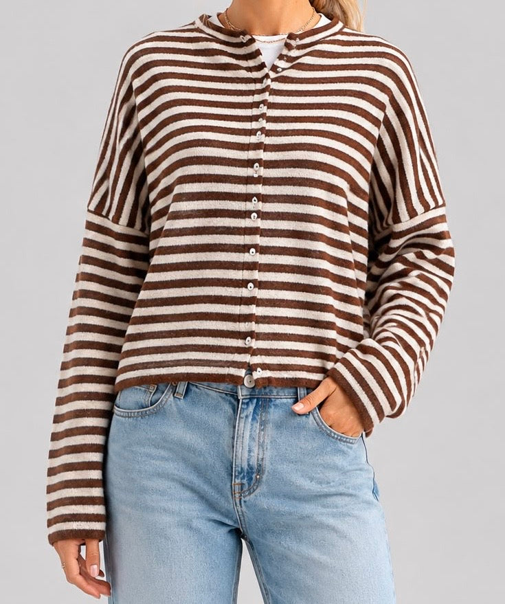 Striped Button Cardigan