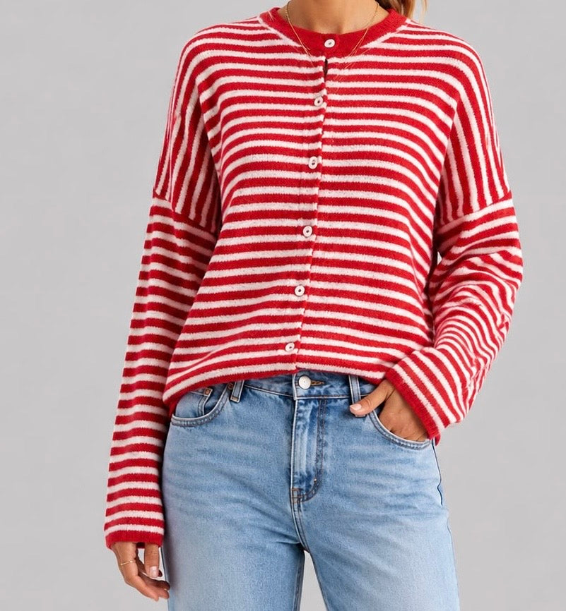 Striped Button Cardigan