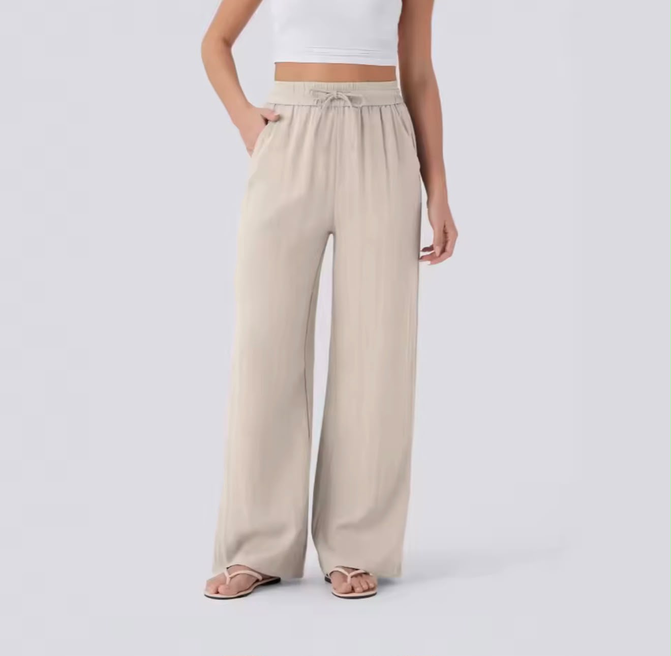 Pantalón Holgado de Pernería Ancha con Cintura Alta