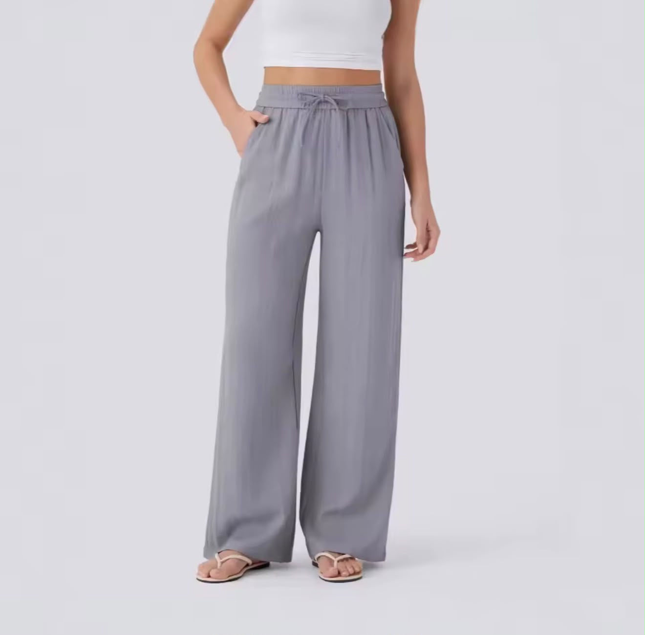 Pantalón Holgado de Pernería Ancha con Cintura Alta