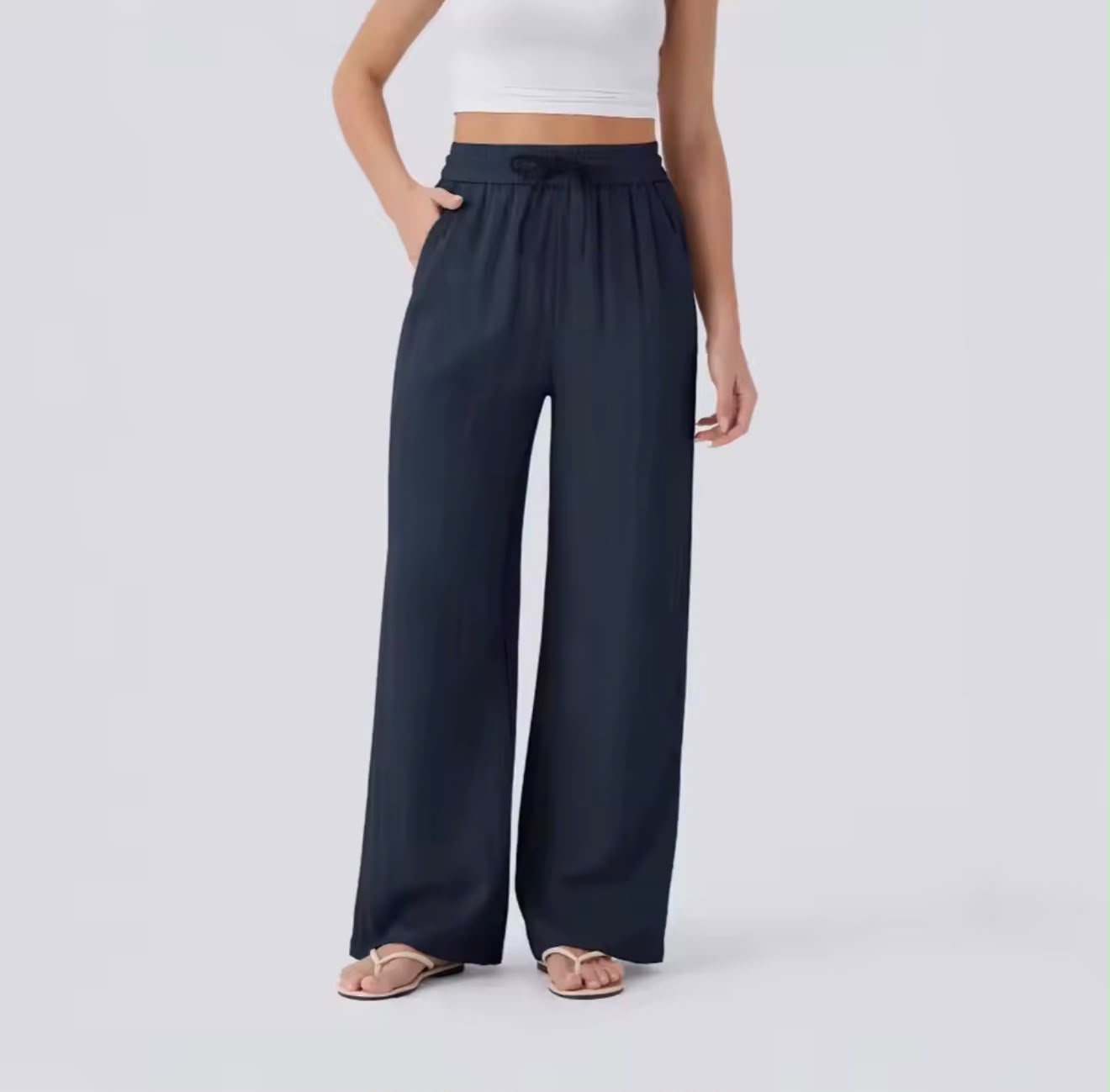 Pantalón Holgado de Pernería Ancha con Cintura Alta