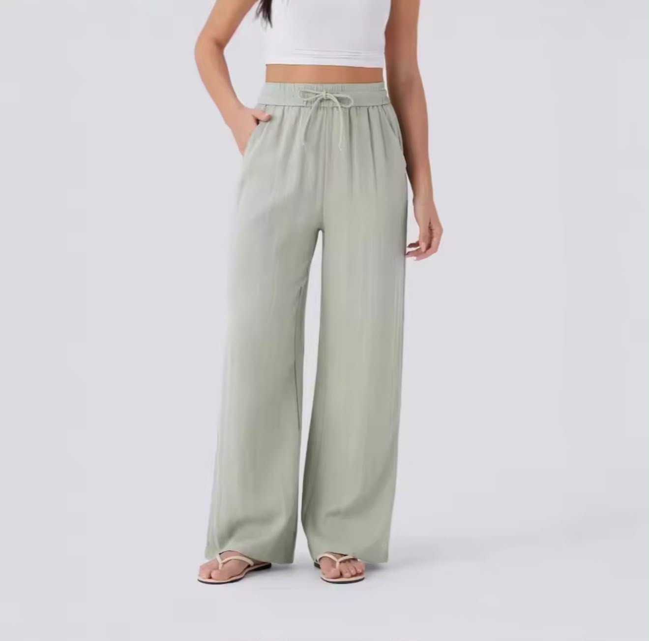 Pantalón Holgado de Pernería Ancha con Cintura Alta