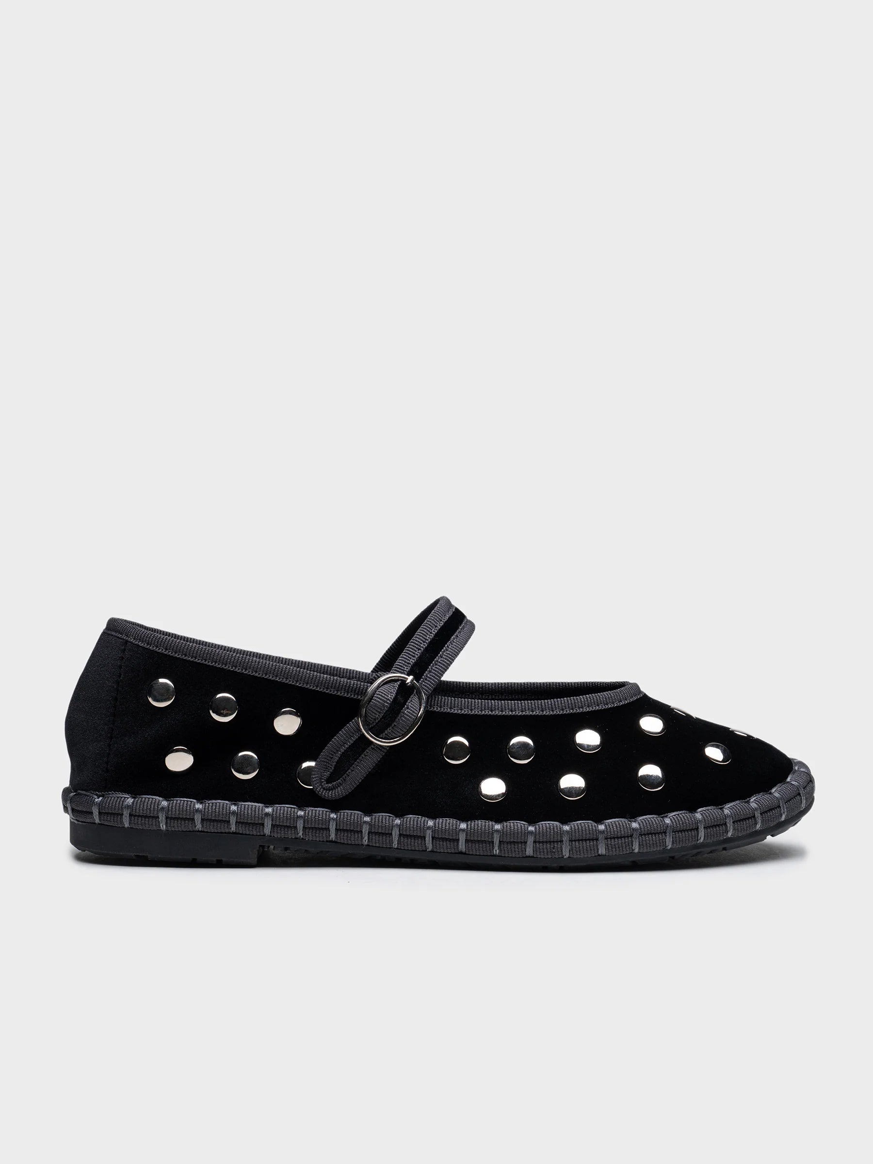 Velvet Rock Studded Ballet Flats