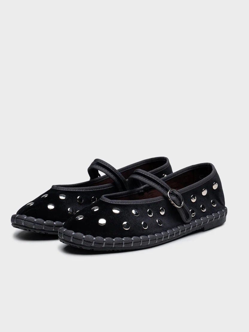 Velvet Rock Studded Ballet Flats